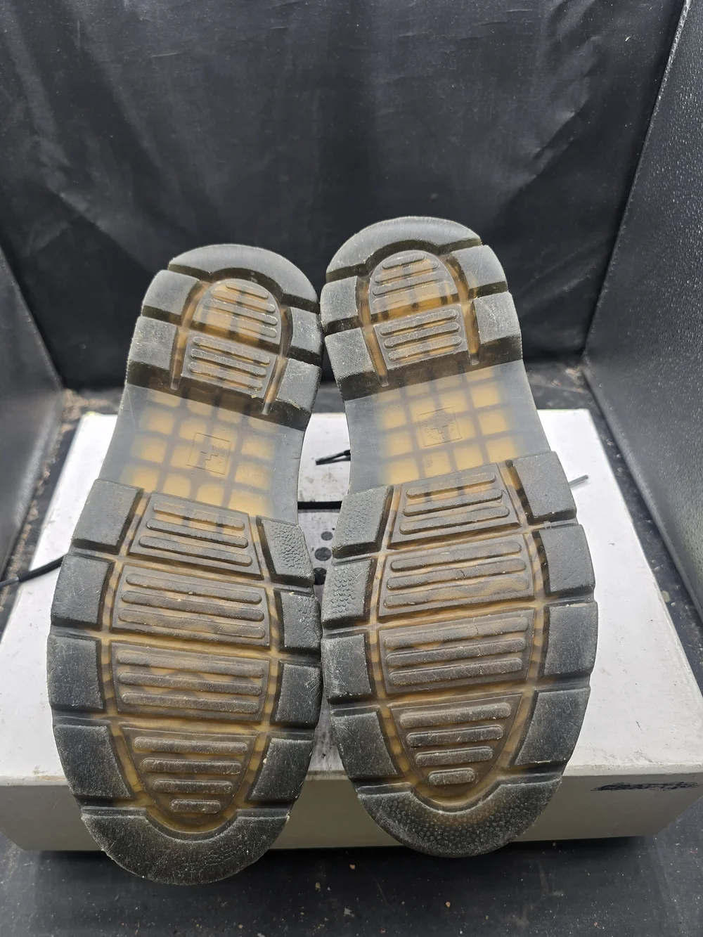 Dr. Martens Black Canvas‎ Lace-Up Boots with Yellow Stitching
